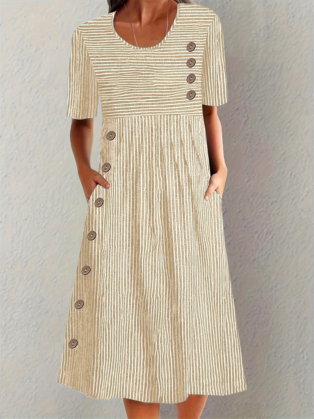 Marley | Striped Button Midi Dress