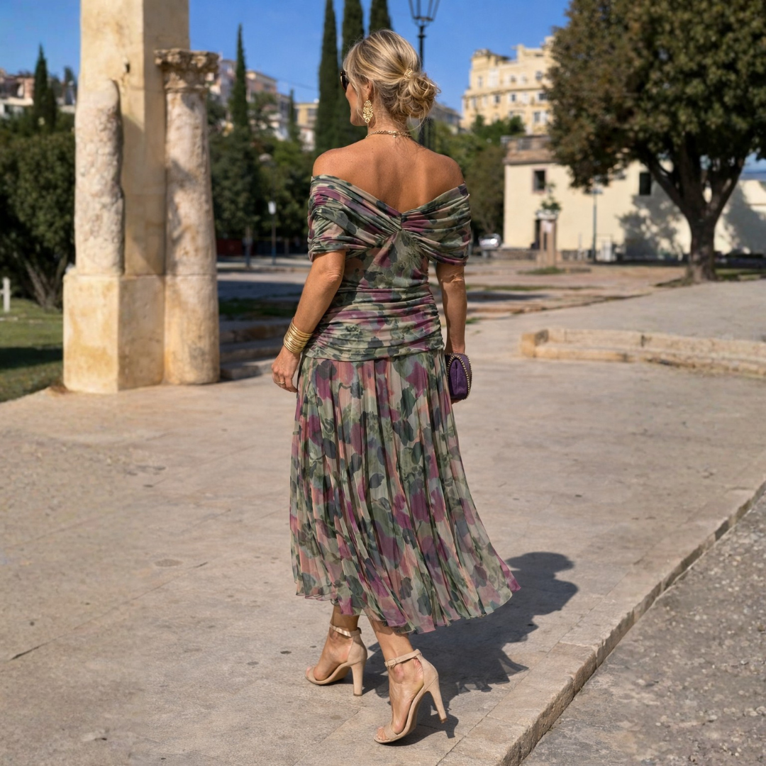 Adeline | Elegant Draped Midi Dress