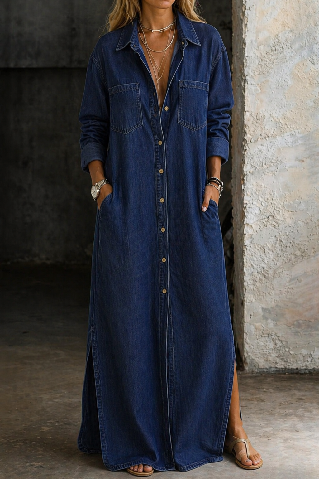 Sophia | Denim Maxi Dress