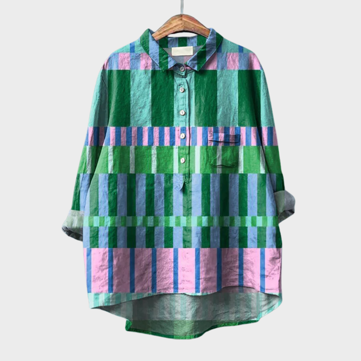 Avery | Colorblock Button Blouse