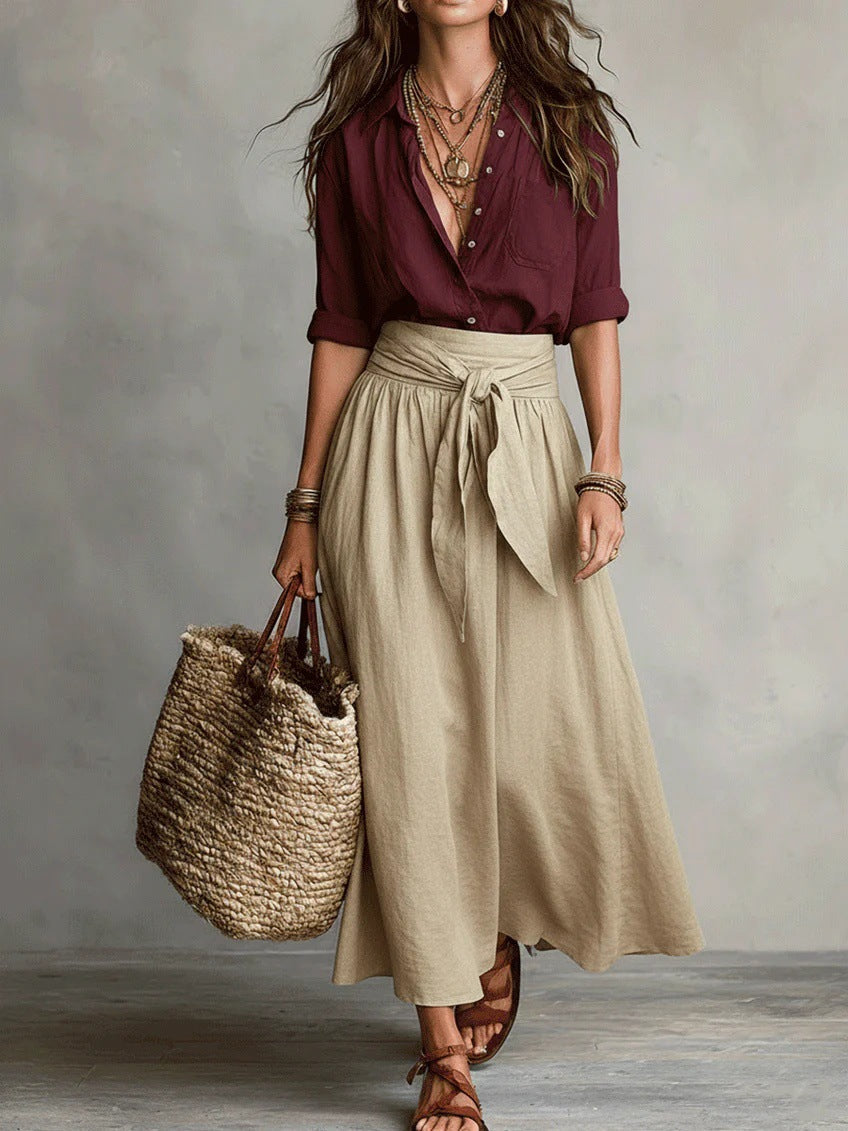 Serena | Blouse & Tie-Waist Skirt Set