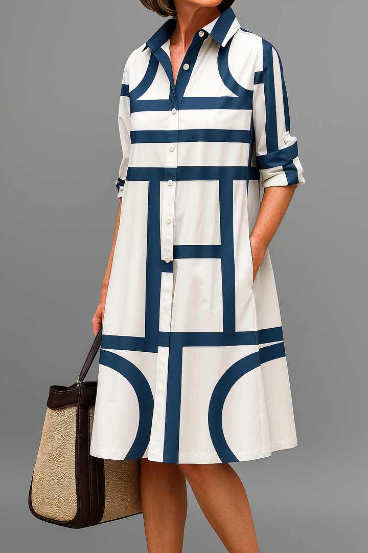 Caroline | Geometric Shirt Dress