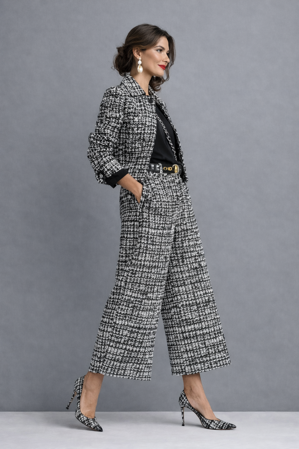 Victoria | Tweed Jacket & Wide-Leg Pant Set