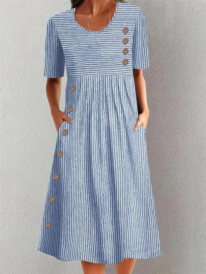 Marley | Striped Button Midi Dress