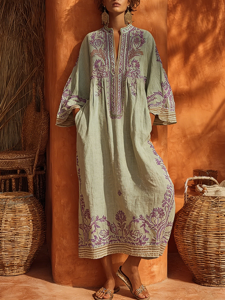 Isabella | Embroidered Kaftan Maxi Dress
