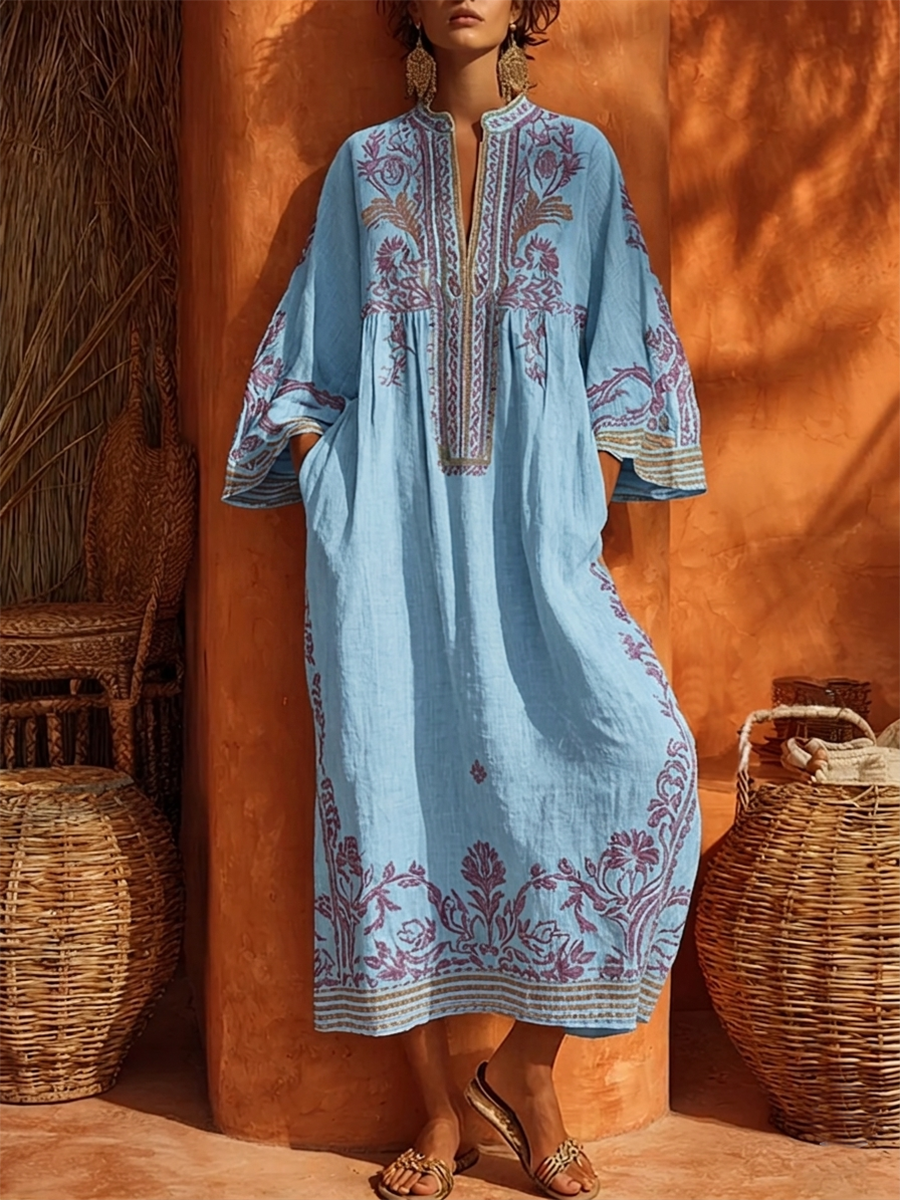 Isabella | Embroidered Kaftan Maxi Dress